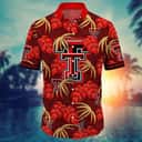 Red Aloha NCAA Texas Tech Red Raiders Hawaiian Shirt Palm Leaves Pattern
