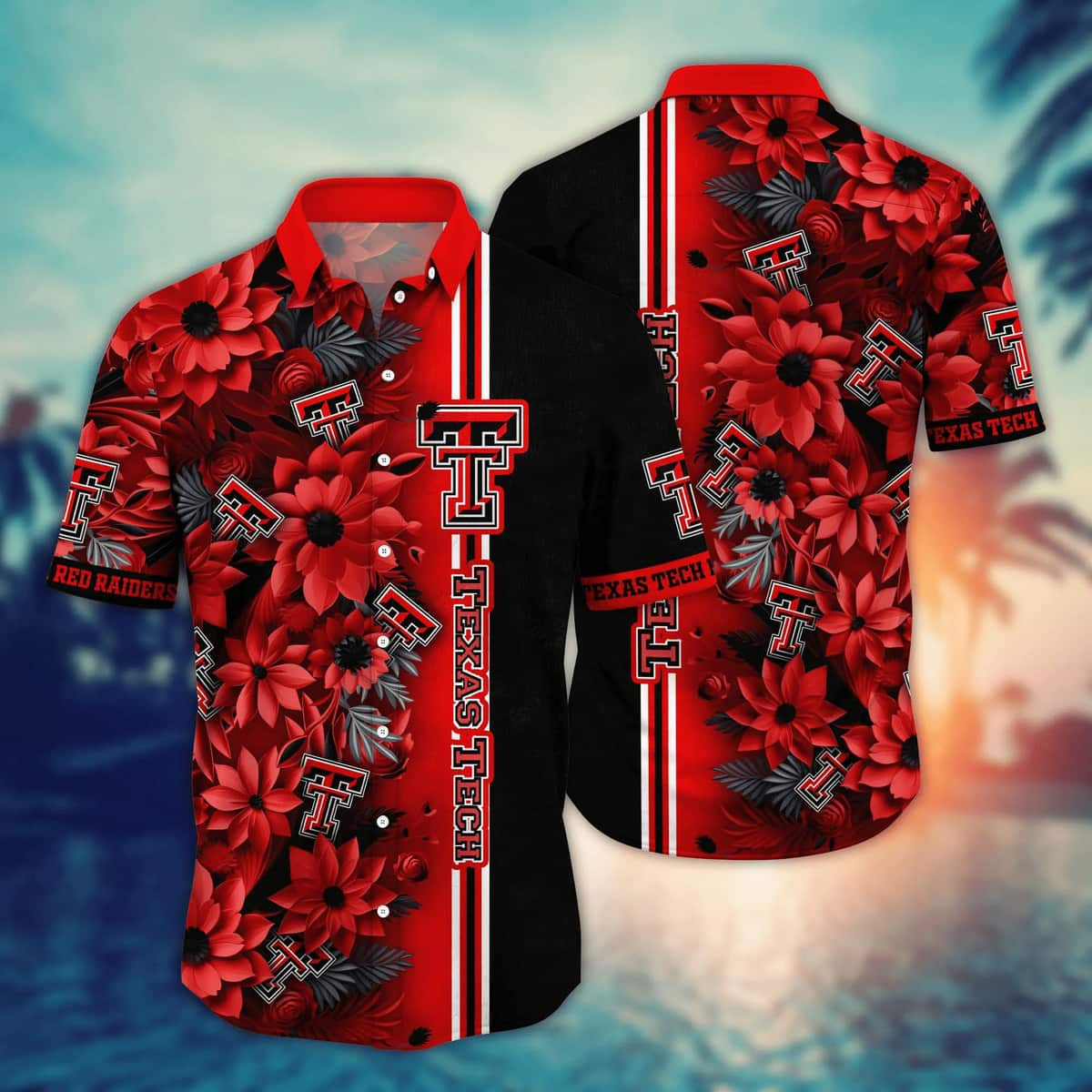 Floral Aloha NCAA Texas Tech Red Raiders Hawaiian Shirt Beach Lovers Gift