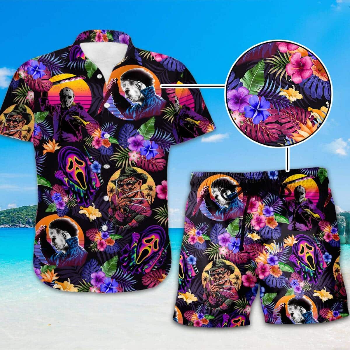 Halloween Michael Myers Jason Voorhees Freddy Krueger Ghostface Hawaiian Shirt Halloween Michael Myers Jason Voorhees Freddy Krueger Ghostface Hawaiian Shirt
