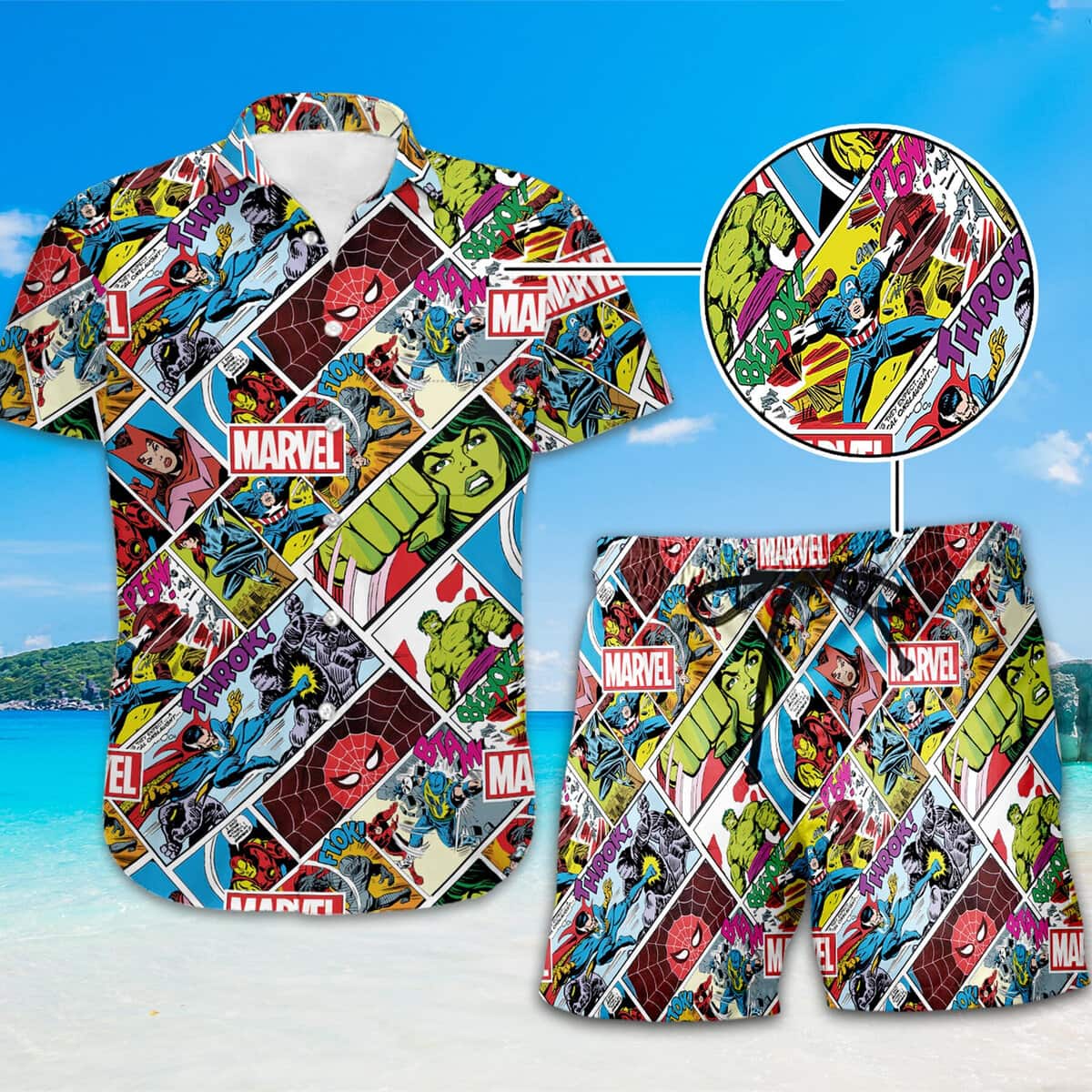 Avengers Superhero Spider-Man Hulk Thor Marvel Hawaiian Shirt Avengers Superhero Spider-Man Hulk Thor Marvel Hawaiian Shirt