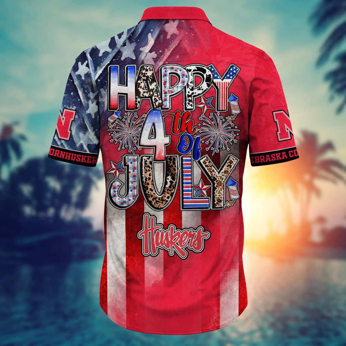 NCAA Nebraska Cornhuskers Hawaiian Shirt Happy 4th Of July NCAA Nebraska Cornhuskers Hawaiian Shirt Happy 4th Of July