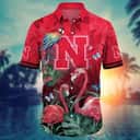 NCAA Nebraska Cornhuskers Hawaiian Shirt Pink Flamingo And Palm Leaves