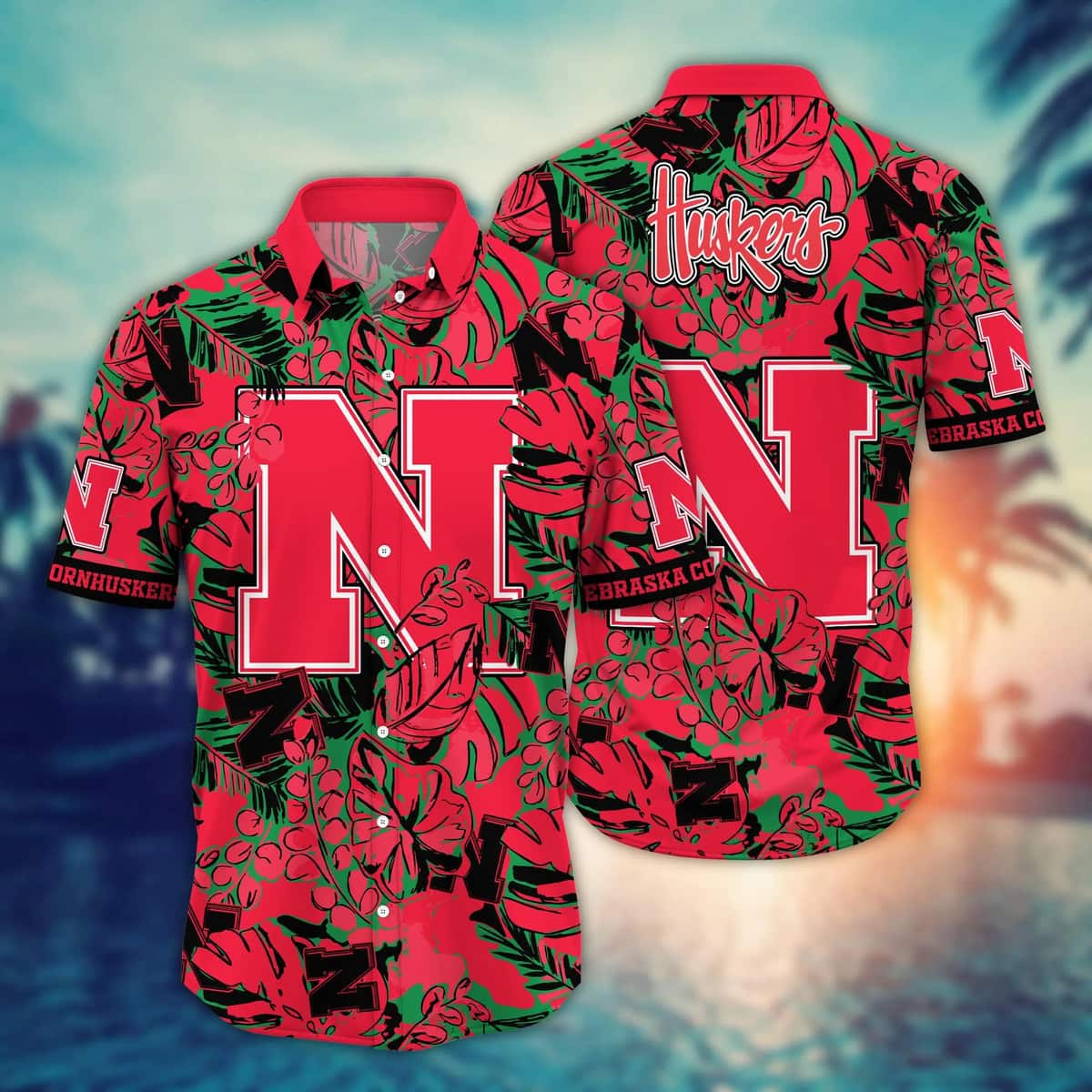 NCAA Nebraska Cornhuskers Hawaiian Shirt Beach Lovers Gift NCAA Nebraska Cornhuskers Hawaiian Shirt Beach Lovers Gift