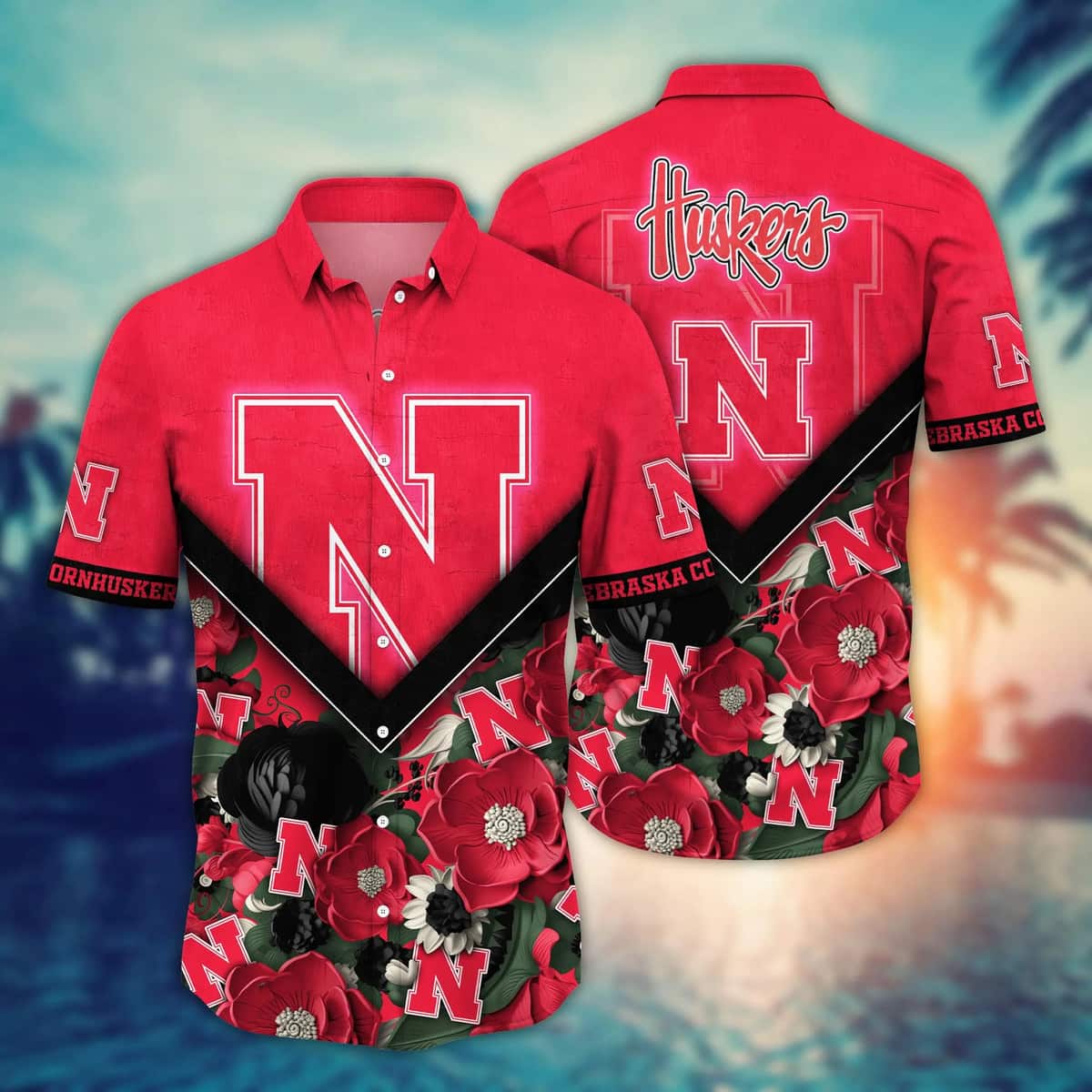 NCAA Nebraska Cornhuskers Hawaiian Shirt Summer Beach Gift NCAA Nebraska Cornhuskers Hawaiian Shirt Summer Beach Gift