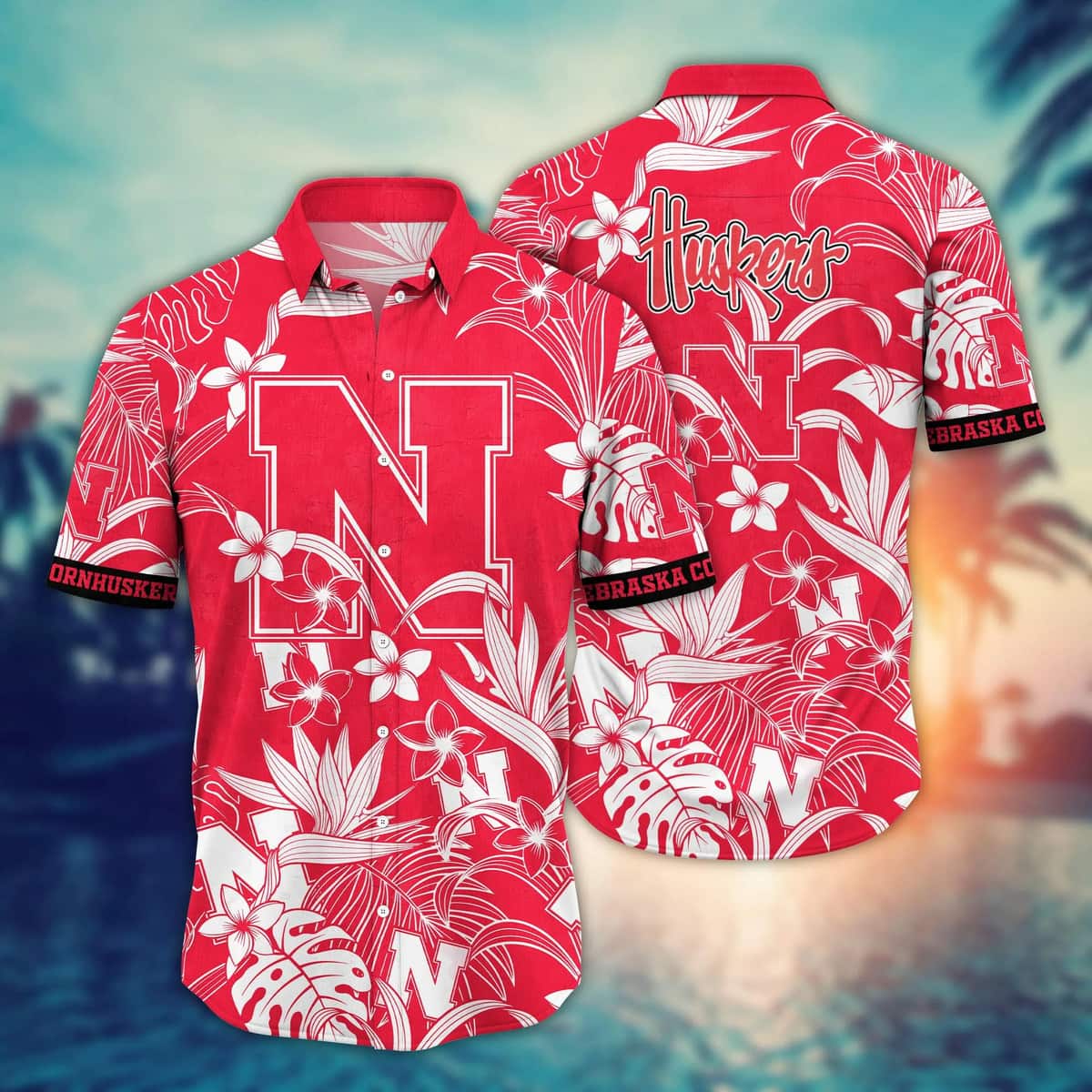 NCAA Nebraska Cornhuskers Hawaiian Shirt Beach Gift For Him NCAA Nebraska Cornhuskers Hawaiian Shirt Beach Gift For Him