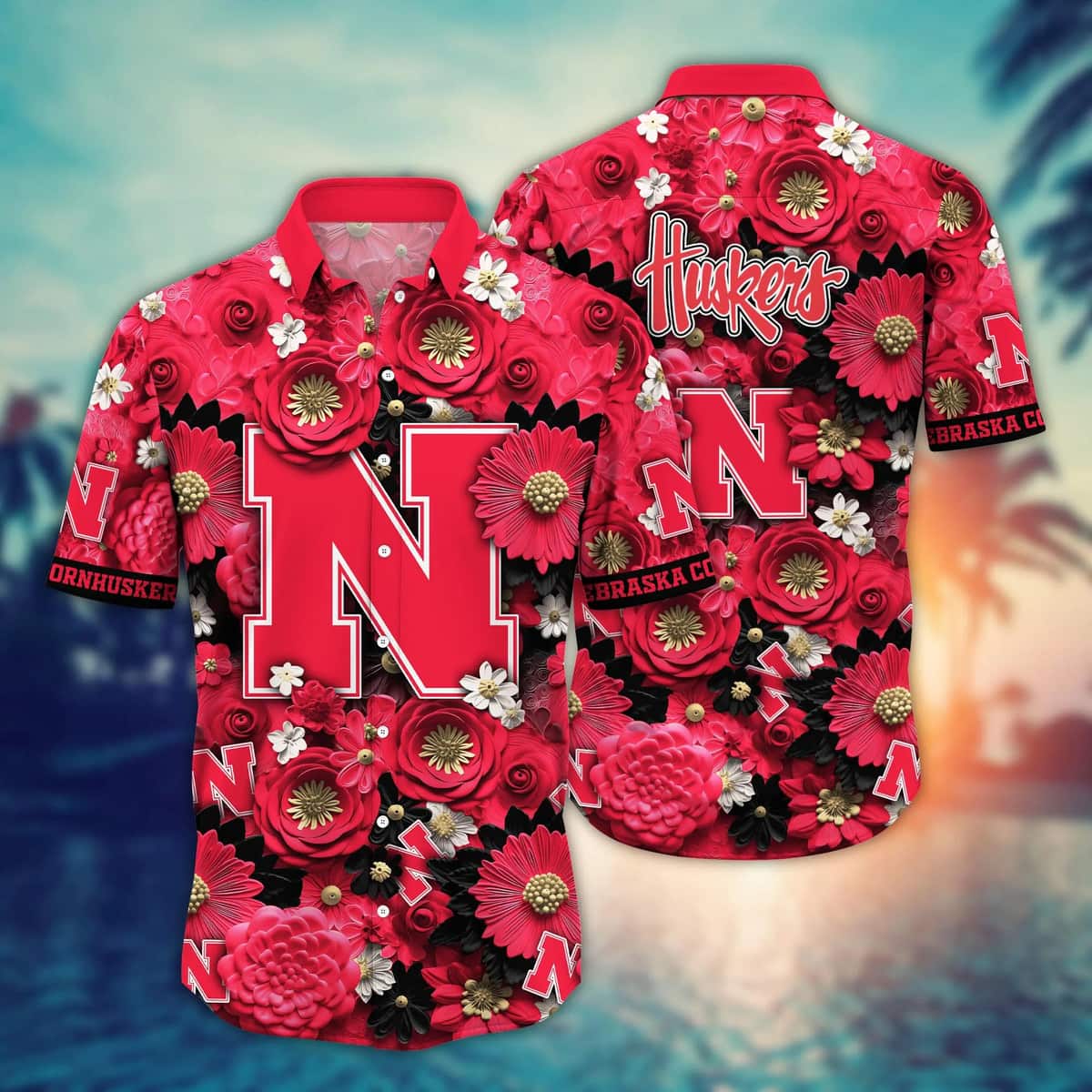 Floral Aloha NCAA Nebraska Cornhuskers Hawaiian Shirt Beach Gift For Friend Floral Aloha NCAA Nebraska Cornhuskers Hawaiian Shirt Beach Gift For Friend