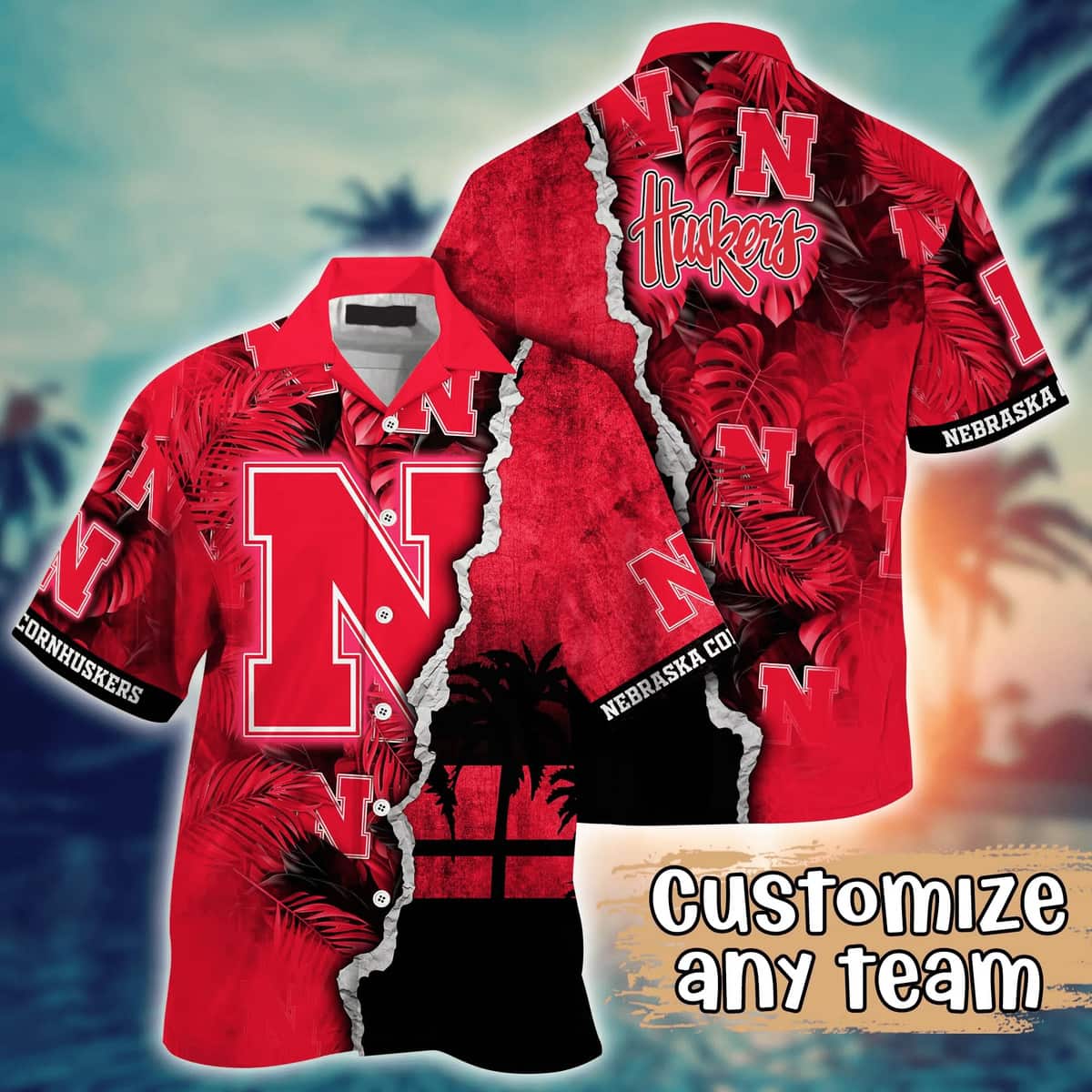 NCAA Nebraska Cornhuskers NCAA Hawaiian Shirt Custom Name Summer Gift For Friend NCAA Nebraska Cornhuskers NCAA Hawaiian Shirt Custom Name Summer Gift For Friend