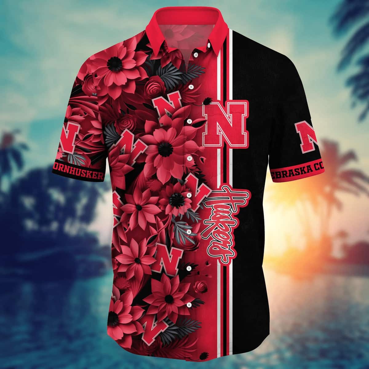 Floral Aloha Nebraska Cornhuskers NCAA Hawaiian Shirt Beach Lovers Gift Floral Aloha Nebraska Cornhuskers NCAA Hawaiian Shirt Beach Lovers Gift