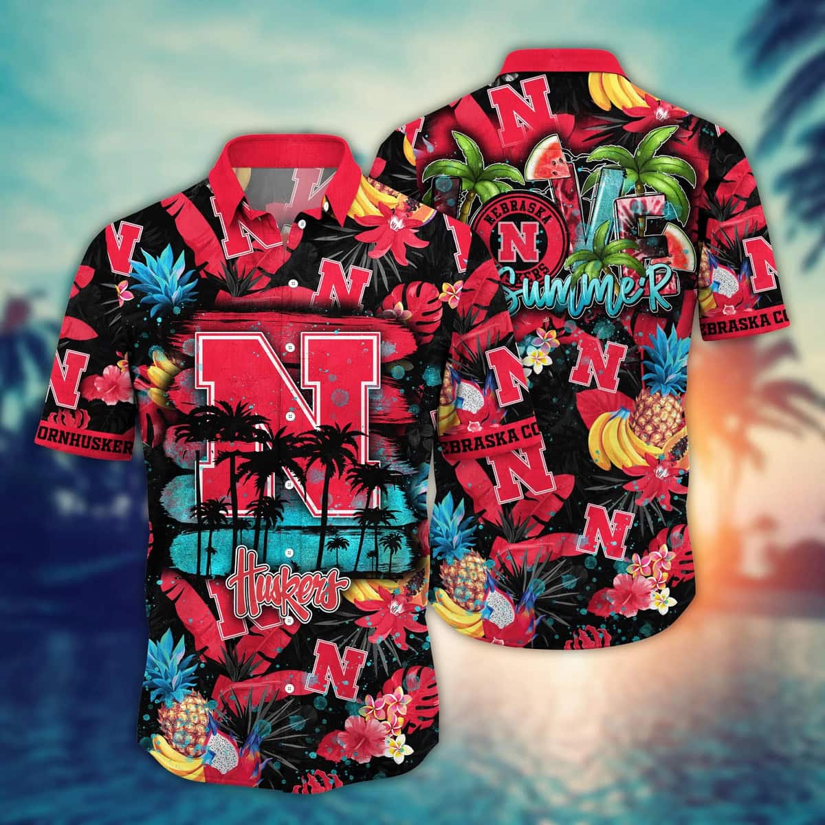 Summer Aloha Nebraska Cornhuskers NCAA Hawaiian Shirt Tropical Fruit Pattern Summer Aloha Nebraska Cornhuskers NCAA Hawaiian Shirt Tropical Fruit Pattern