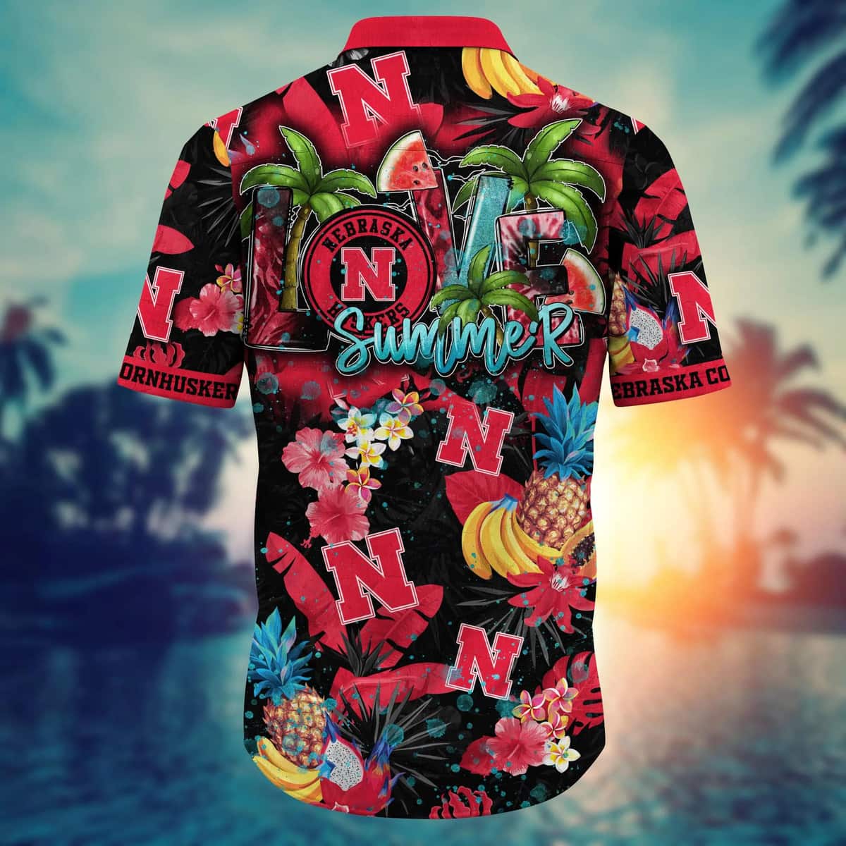 Summer Aloha Nebraska Cornhuskers NCAA Hawaiian Shirt Tropical Fruit Pattern Summer Aloha Nebraska Cornhuskers NCAA Hawaiian Shirt Tropical Fruit Pattern
