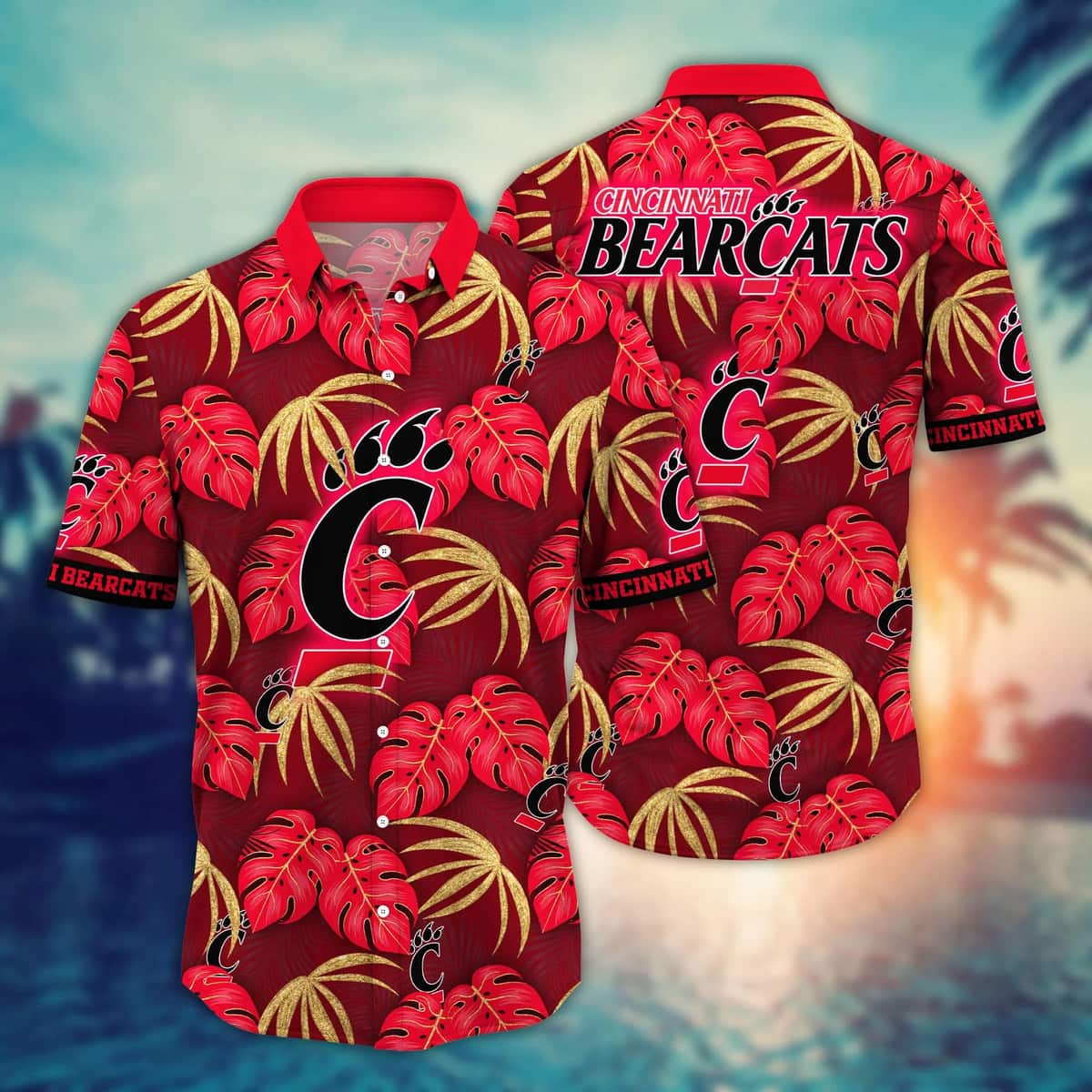 Red Aloha NCAA Cincinnati Bearcats Hawaiian Shirt Palm Leaves Pattern Red Aloha NCAA Cincinnati Bearcats Hawaiian Shirt Palm Leaves Pattern