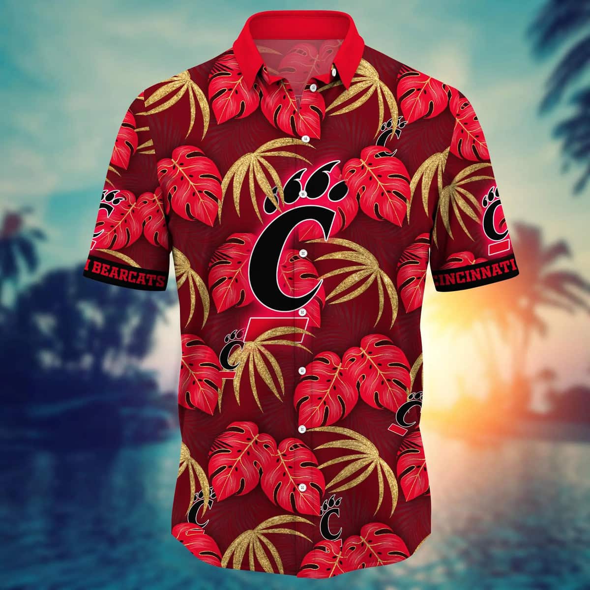 Red Aloha NCAA Cincinnati Bearcats Hawaiian Shirt Palm Leaves Pattern Red Aloha NCAA Cincinnati Bearcats Hawaiian Shirt Palm Leaves Pattern