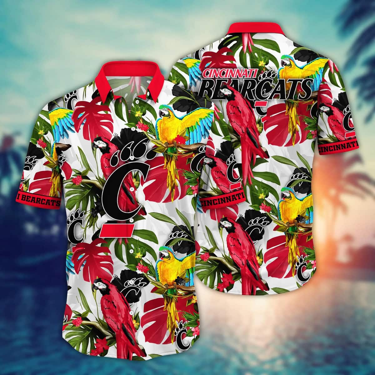 Tropical Aloha NCAA Cincinnati Bearcats Hawaiian Shirt Birds And Palm Leaves Tropical Aloha NCAA Cincinnati Bearcats Hawaiian Shirt Birds And Palm Leaves