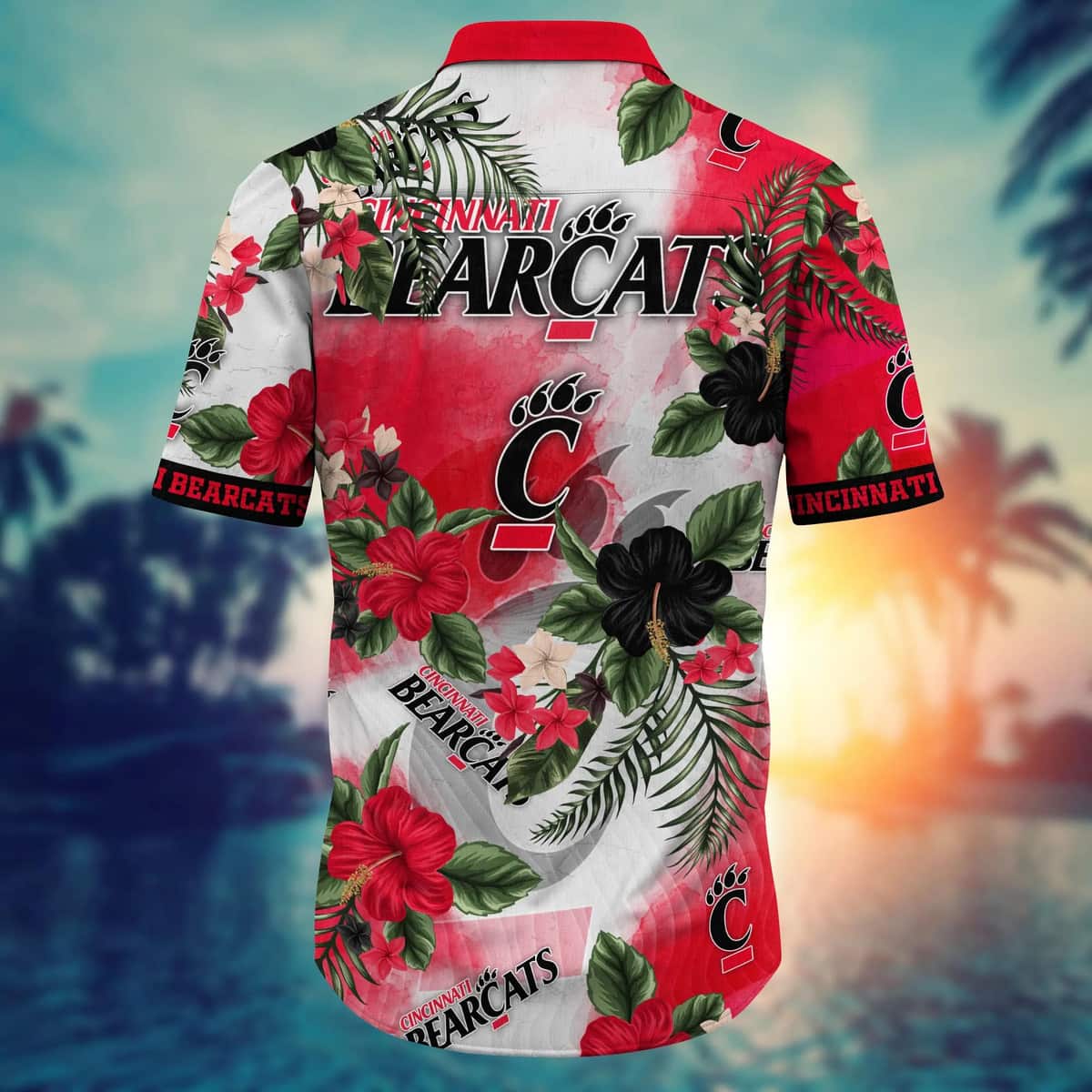 NCAA Cincinnati Bearcats Hawaiian Shirt Hibiscus Flowers Pattern NCAA Cincinnati Bearcats Hawaiian Shirt Hibiscus Flowers Pattern