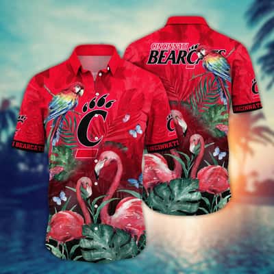 NCAA Cincinnati Bearcats Hawaiian Shirt Pink Flamingo And Palm Leaves