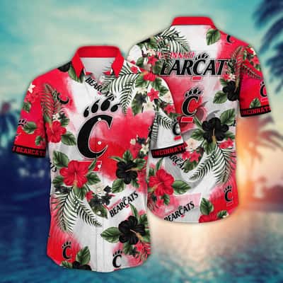 Cincinnati Bearcats NCAA Hawaiian Shirt Hibiscus Flowers Pattern