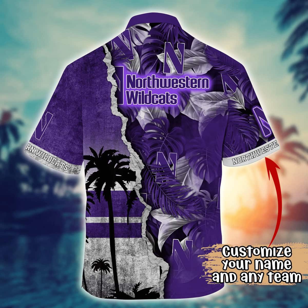 Vintage Aloha NCAA Northwestern Wildcats Hawaiian Shirt Custom Name Best Beach Gift
