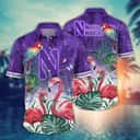 Summer Aloha NCAA Northwestern Wildcats Hawaiian Shirt Pink Flamingo And Palm Leaves