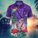 Summer Aloha NCAA Northwestern Wildcats Hawaiian Shirt Pink Flamingo And Palm Leaves Summer Aloha NCAA Northwestern Wildcats Hawaiian Shirt Pink Flamingo And Palm Leaves