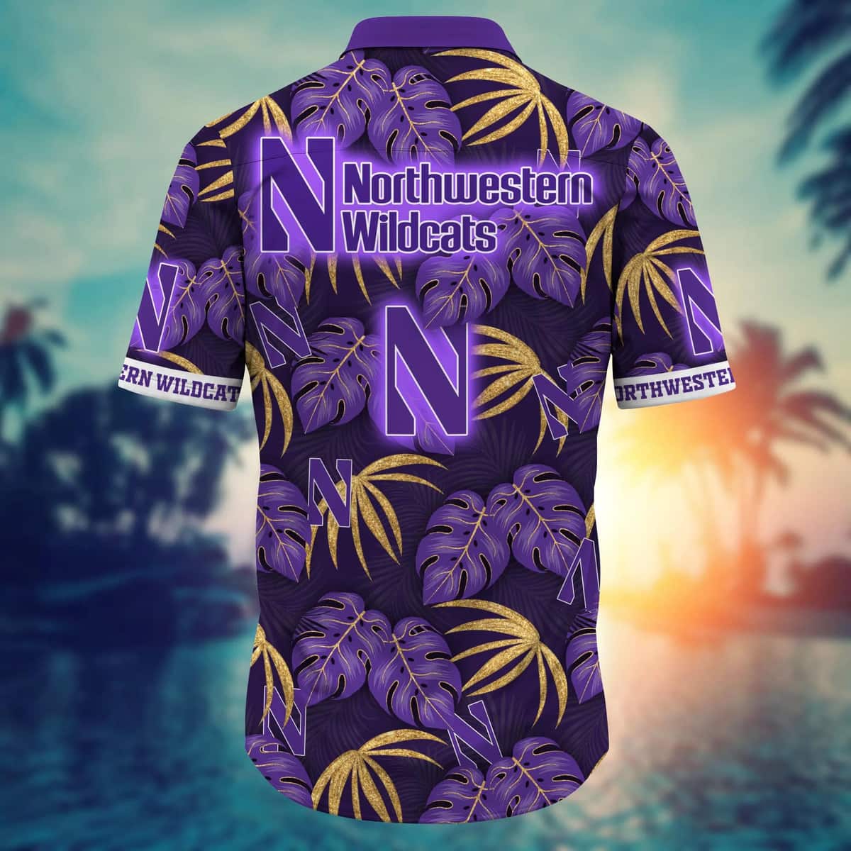 NCAA Northwestern Wildcats Hawaiian Shirt Palm Leaves Pattern Summer Vacation Gift NCAA Northwestern Wildcats Hawaiian Shirt Palm Leaves Pattern Summer Vacation Gift