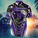 NCAA Northwestern Wildcats Hawaiian Shirt Tropical Palm Leaves Summer Vacation Gift