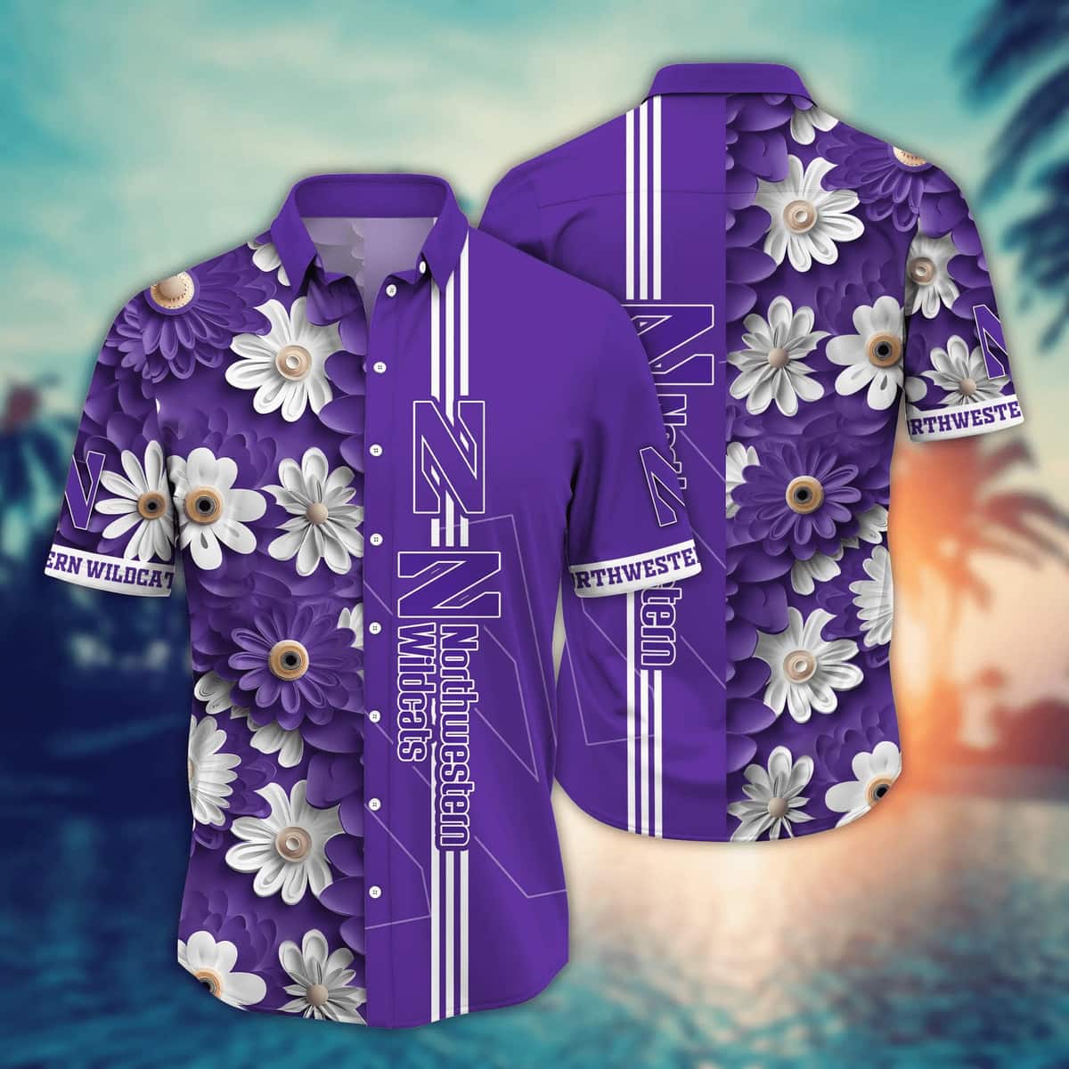NCAA Northwestern Wildcats Hawaiian Shirt Beach Gift For Friend NCAA Northwestern Wildcats Hawaiian Shirt Beach Gift For Friend