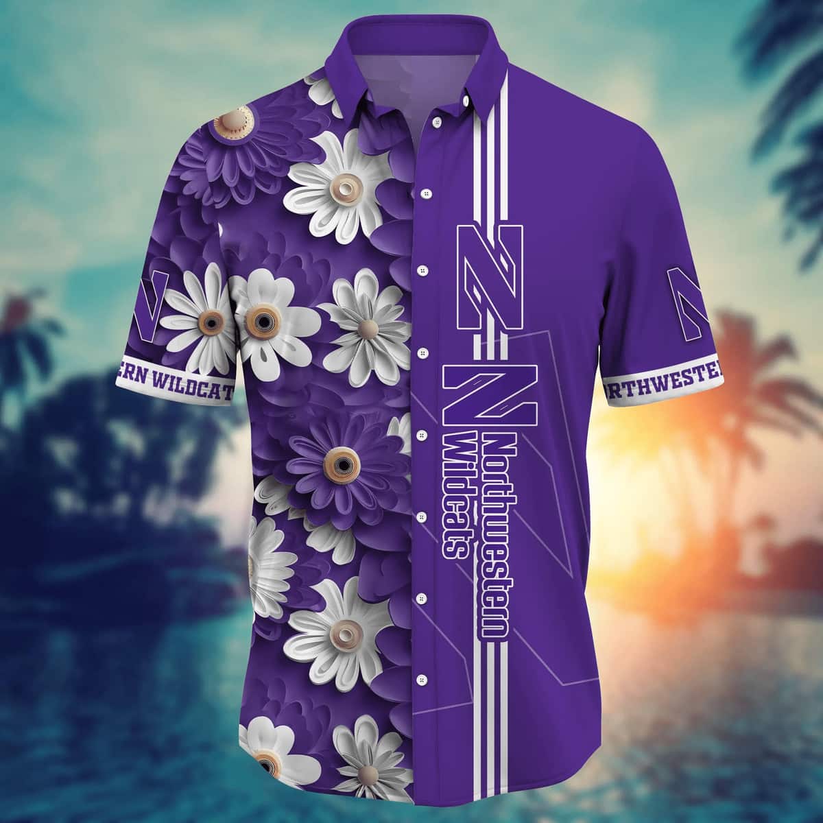 NCAA Northwestern Wildcats Hawaiian Shirt Beach Gift For Friend NCAA Northwestern Wildcats Hawaiian Shirt Beach Gift For Friend