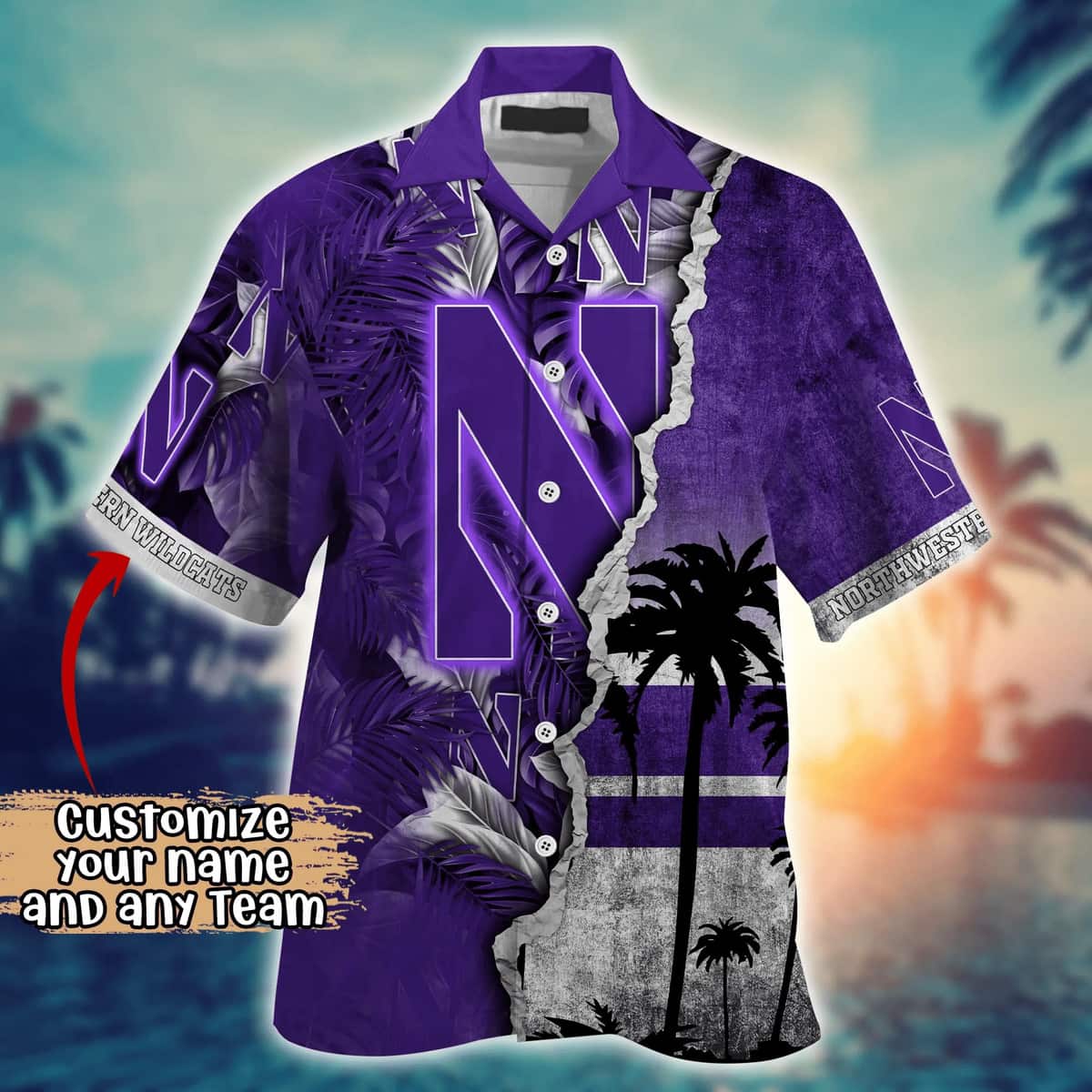 Northwestern Wildcats NCAA Hawaiian Shirt Custom Name Beach Lovers Gift Northwestern Wildcats NCAA Hawaiian Shirt Custom Name Beach Lovers Gift