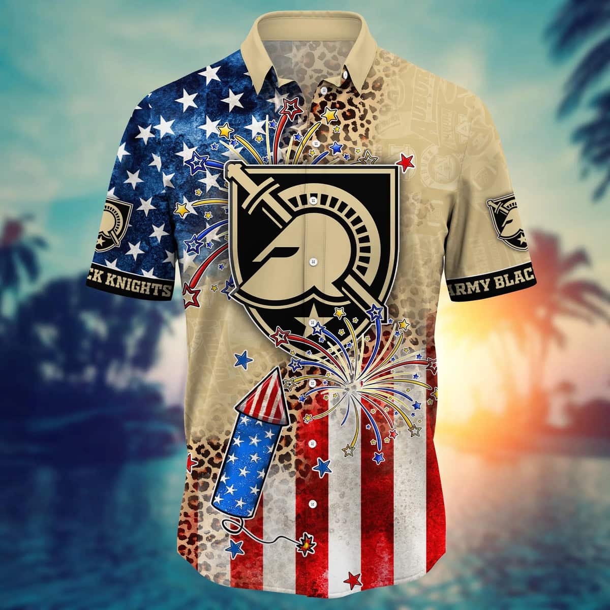 NCAA Army Black Knights Hawaiian Shirt Fireworks Independence Day
