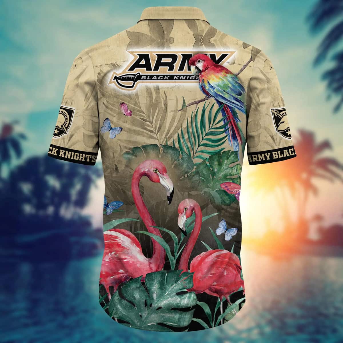 NCAA Army Black Knights Hawaiian Shirt Pink Flamingo And Palm Leaves
