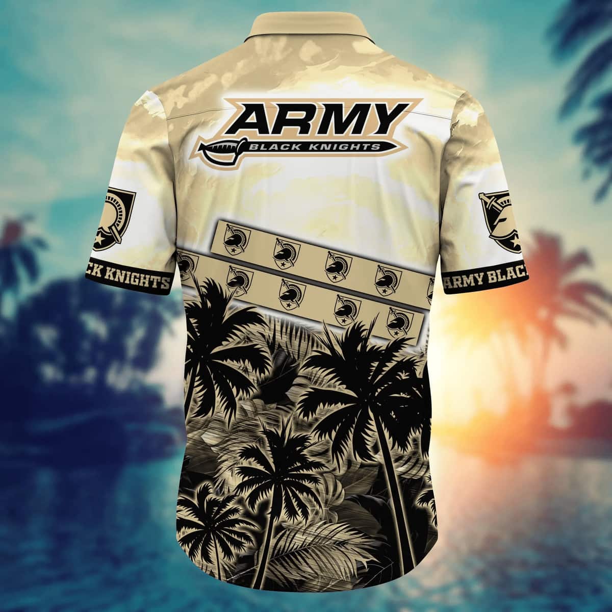 Vintage Aloha NCAA Army Black Knights Hawaiian Shirt Palm Trees Pattern Vintage Aloha NCAA Army Black Knights Hawaiian Shirt Palm Trees Pattern
