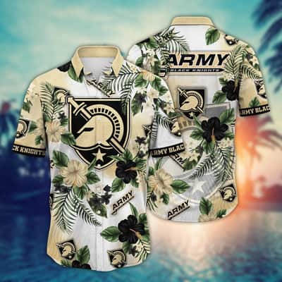 NCAA Army Black Knights Hawaiian Shirt Hibiscus Flowers Pattern
