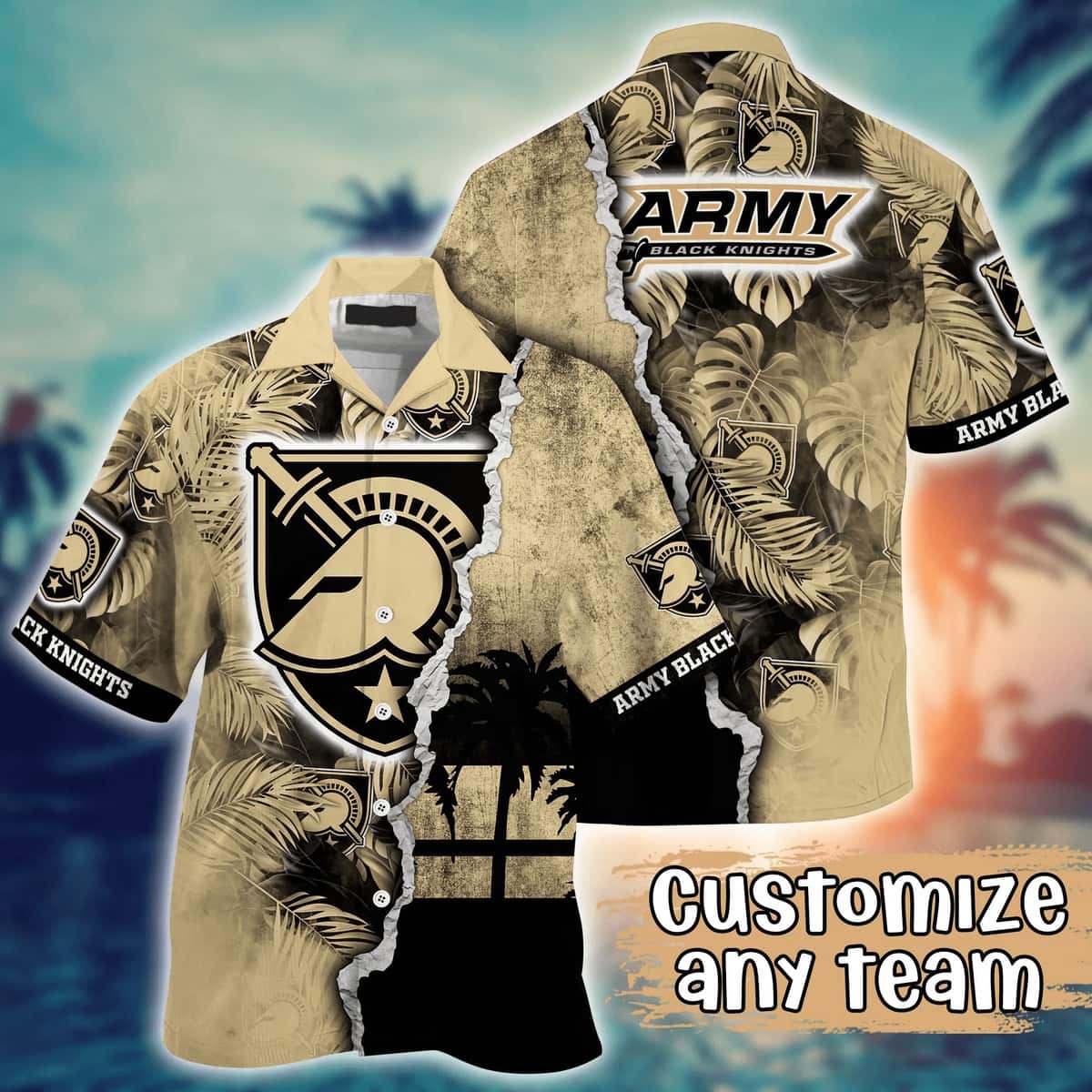 Vintage Aloha NCAA Army Black Knights Hawaiian Shirt Custom Name Beach Vacation Gift Vintage Aloha NCAA Army Black Knights Hawaiian Shirt Custom Name Beach Vacation Gift
