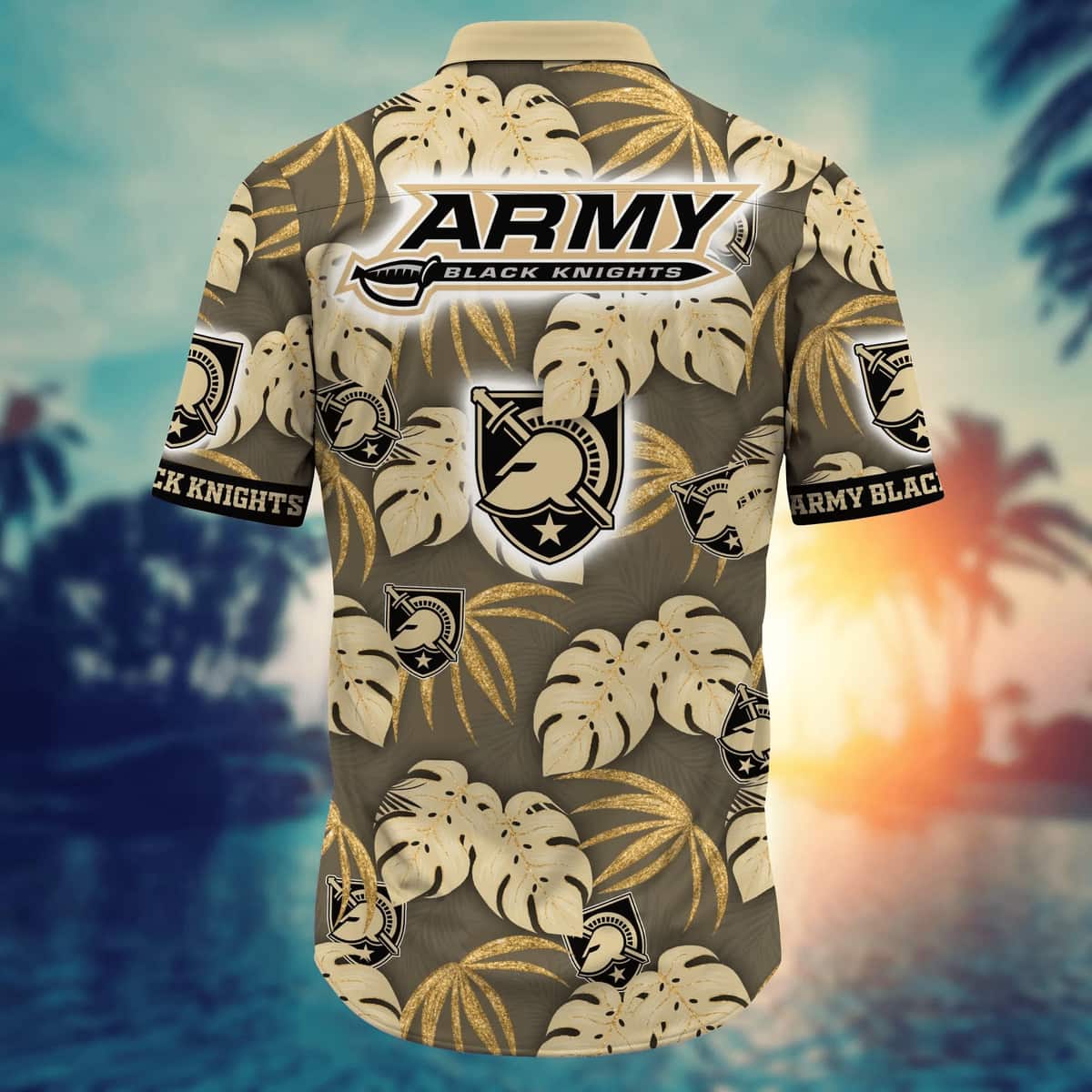 NCAA Army Black Knights Hawaiian Shirt Palm Leaves Pattern Beach Gift For Him NCAA Army Black Knights Hawaiian Shirt Palm Leaves Pattern Beach Gift For Him