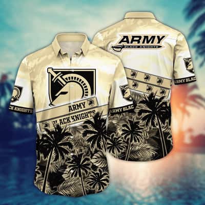 Vintage Aloha NCAA Army Black Knights Hawaiian Shirt Palm Trees Pattern Summer Vacation Gift