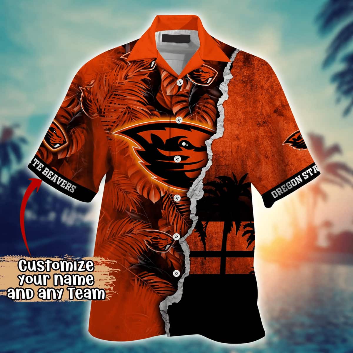 Vintage Aloha NCAA Oregon State Beavers Hawaiian Shirt Custom Name Beach Lovers Gift
