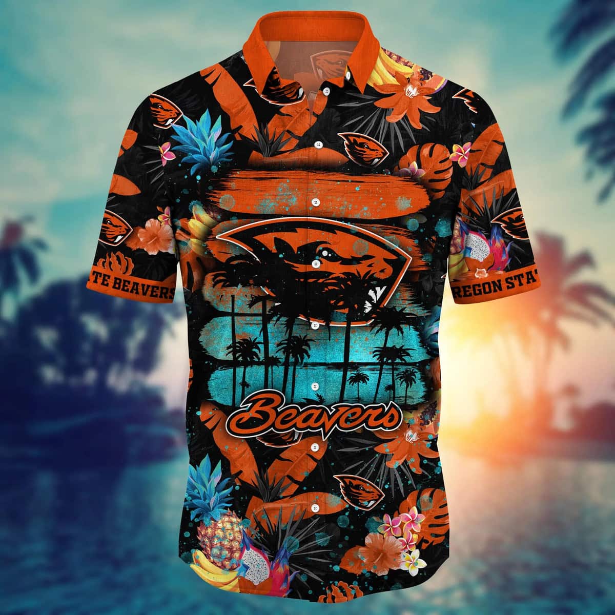 Summer Aloha NCAA Oregon State Beavers Hawaiian Shirt Tropical Fruit Pattern