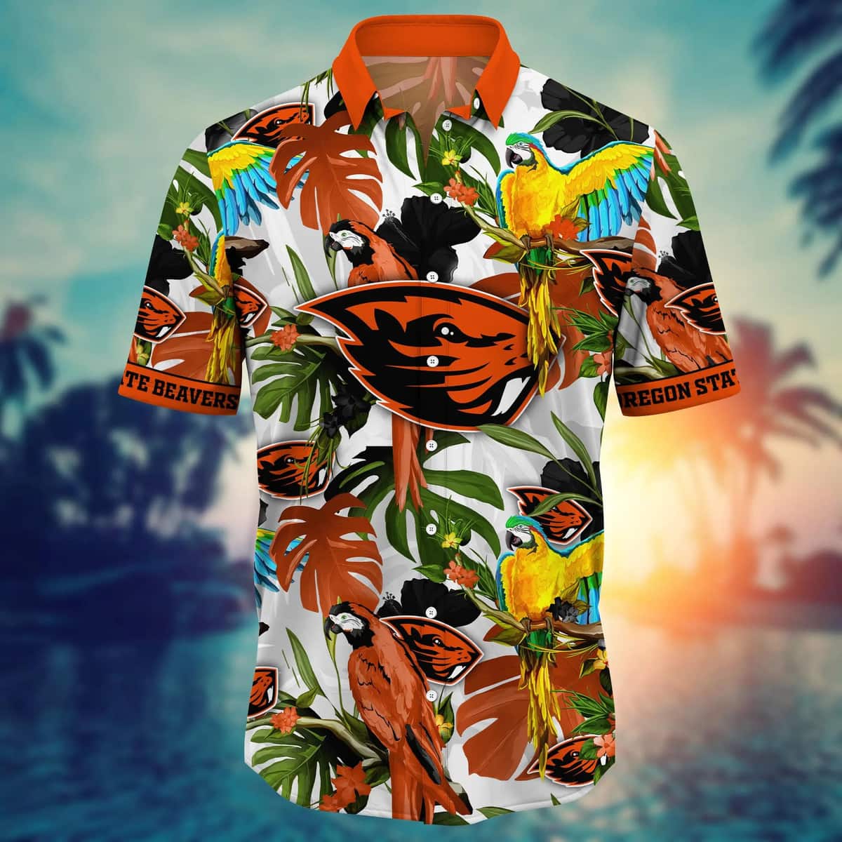 Tropical Aloha NCAA Oregon State Beavers Hawaiian Shirt Birds And Palm Leaves Tropical Aloha NCAA Oregon State Beavers Hawaiian Shirt Birds And Palm Leaves