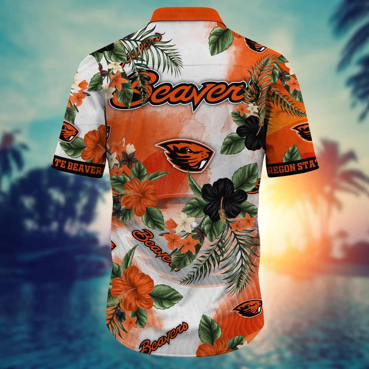 NCAA Oregon State Beavers Hawaiian Shirt Hibiscus Flowers Pattern