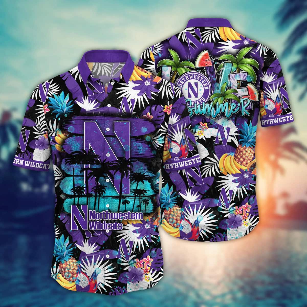 Summer Aloha NCAA Northwestern Wildcats Hawaiian Shirt Tropical Fruit Pattern Beach Vacation Gift Summer Aloha NCAA Northwestern Wildcats Hawaiian Shirt Tropical Fruit Pattern Beach Vacation Gift