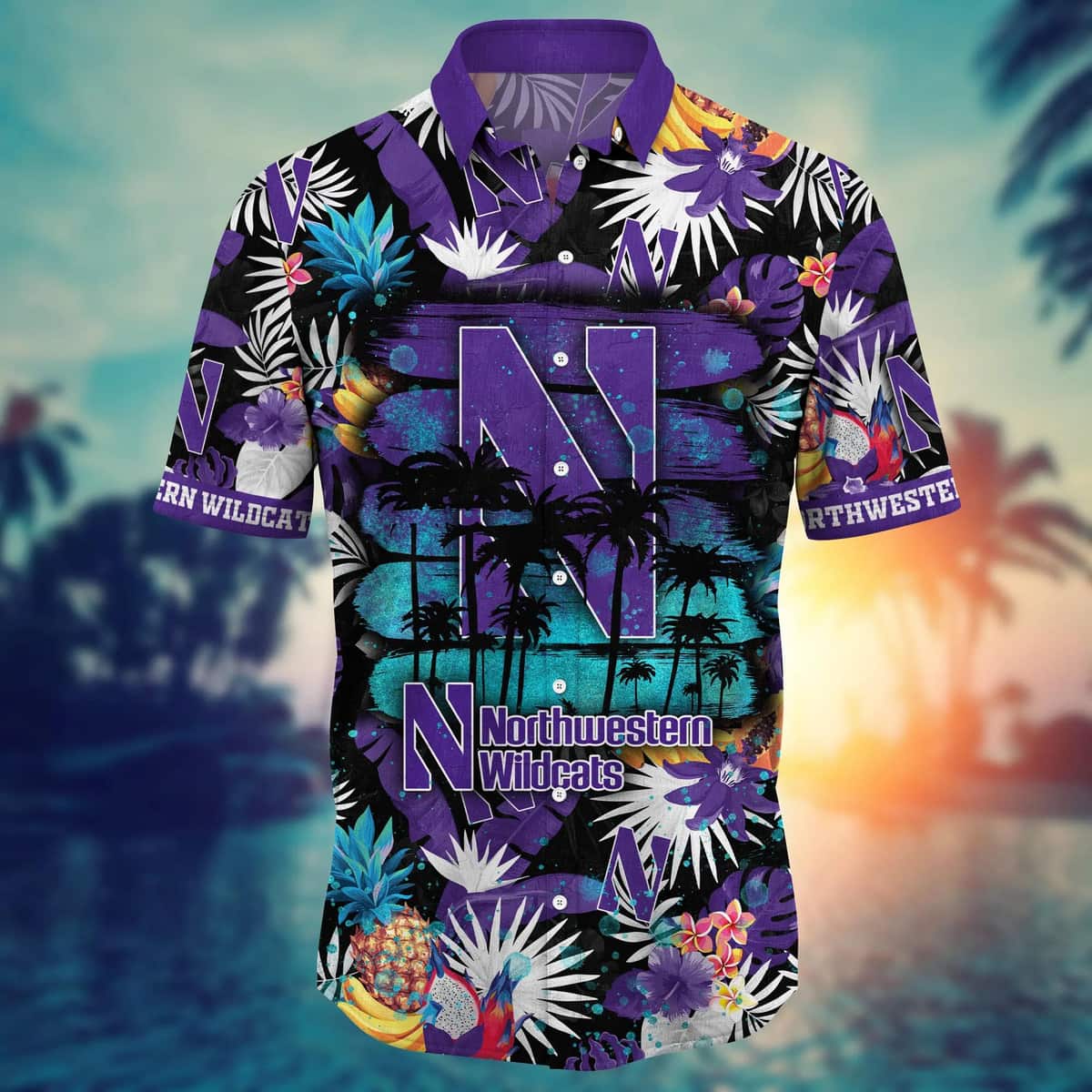 Summer Aloha NCAA Northwestern Wildcats Hawaiian Shirt Tropical Fruit Pattern Beach Vacation Gift Summer Aloha NCAA Northwestern Wildcats Hawaiian Shirt Tropical Fruit Pattern Beach Vacation Gift
