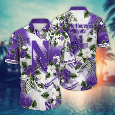 NCAA Northwestern Wildcats Hawaiian Shirt Hibiscus Flowers Pattern Summer Gift For Friend