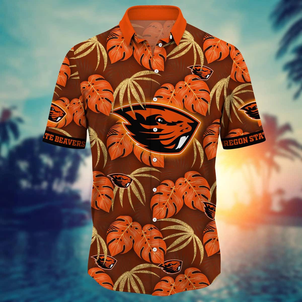 NCAA Oregon State Beavers Hawaiian Shirt Palm Leaves Pattern Gift For Him
