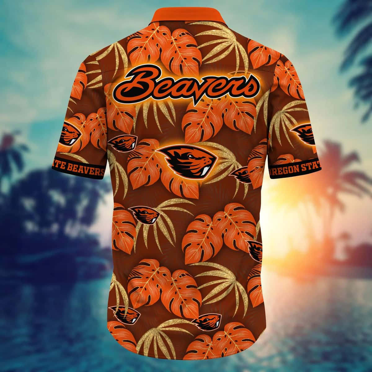 NCAA Oregon State Beavers Hawaiian Shirt Palm Leaves Pattern Gift For Him NCAA Oregon State Beavers Hawaiian Shirt Palm Leaves Pattern Gift For Him
