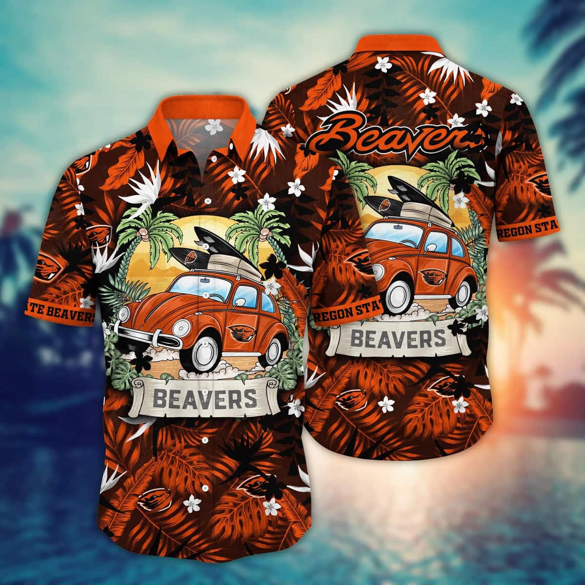 Summer Aloha NCAA Oregon State Beavers Hawaiian Shirt Palm Leaves Pattern Summer Aloha NCAA Oregon State Beavers Hawaiian Shirt Palm Leaves Pattern