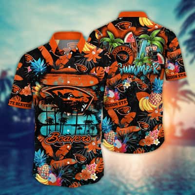 Summer Aloha Oregon State Beavers NCAA Hawaiian Shirt Tropical Fruit Pattern