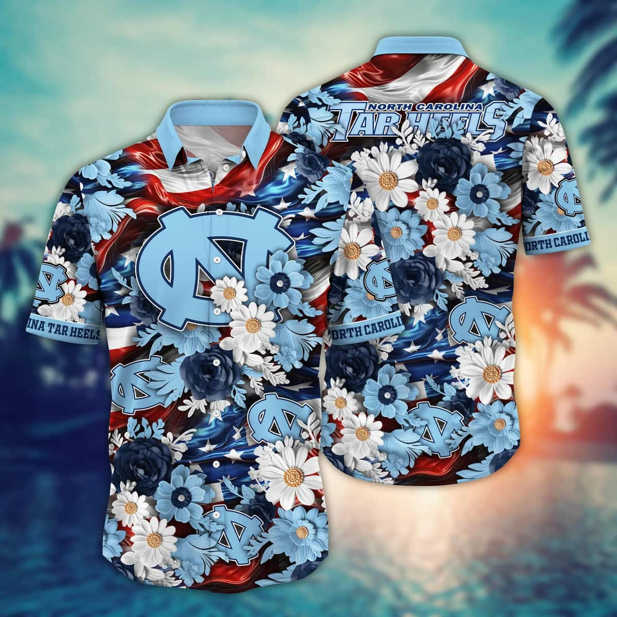 Floral Aloha NCAA North Carolina Tar Heels Hawaiian Shirt Independence Day