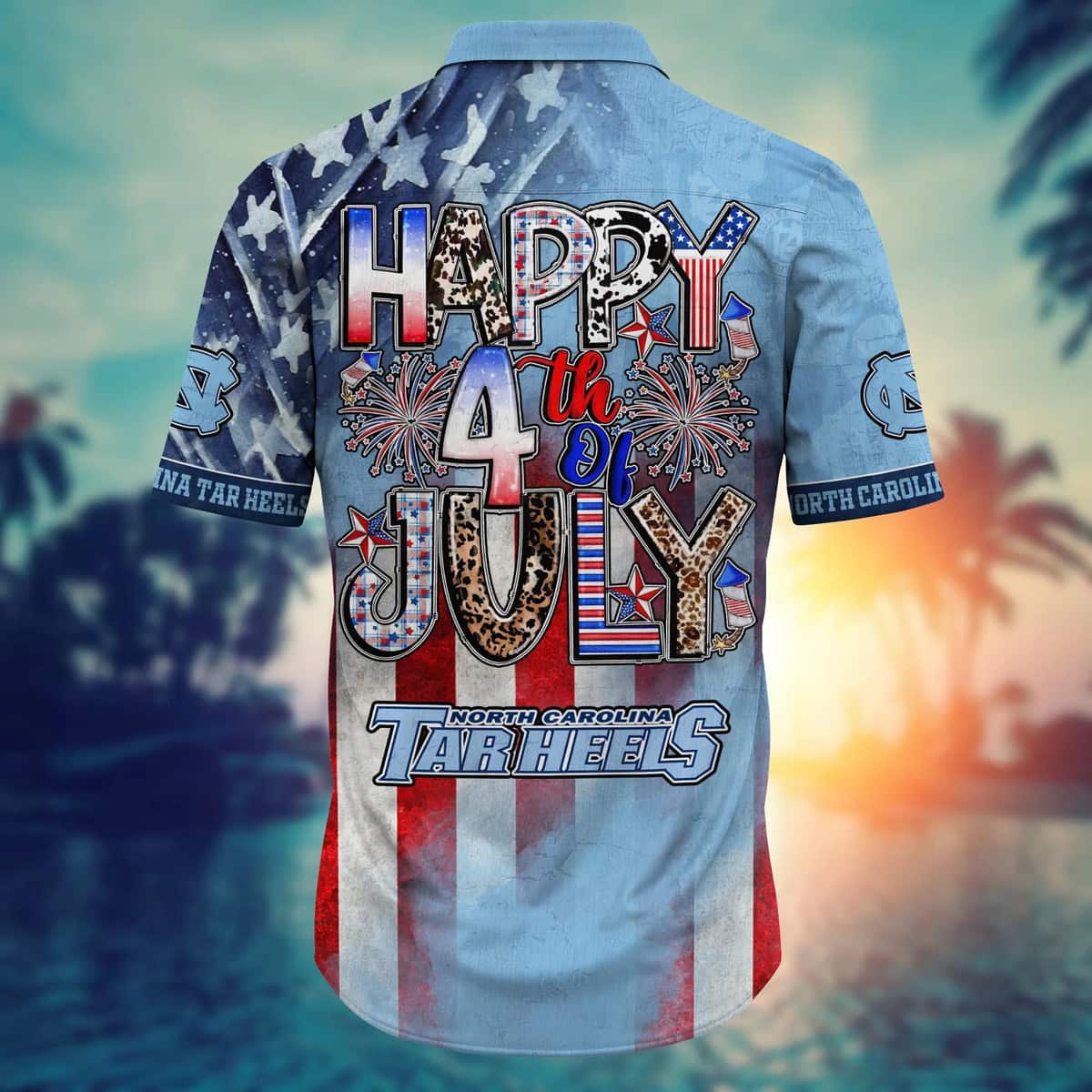 NCAA North Carolina Tar Heels Hawaiian Shirt Happy 4th Of July NCAA North Carolina Tar Heels Hawaiian Shirt Happy 4th Of July