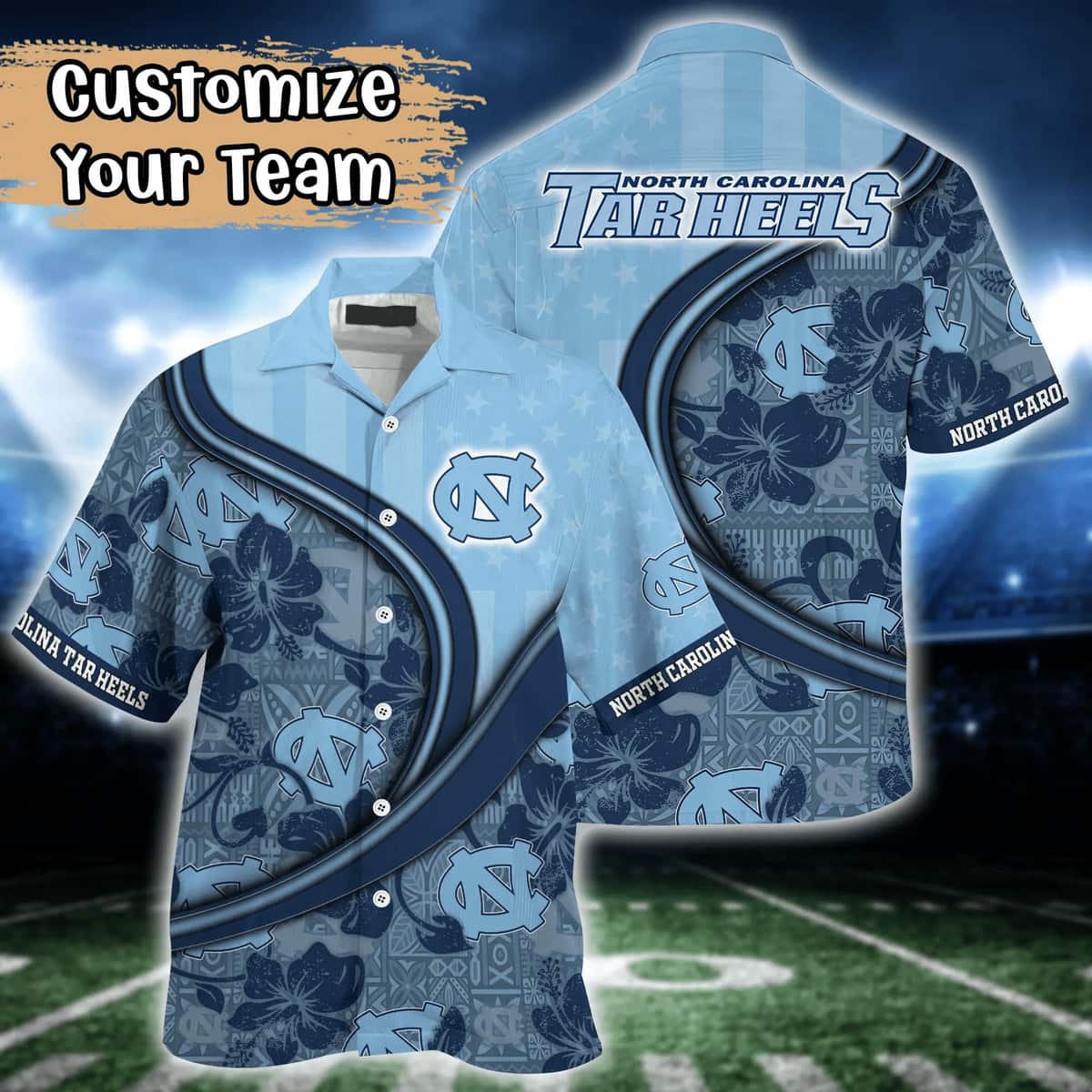 NCAA North Carolina Tar Heels Hawaiian Shirt Custom Name Beach Gift For Friend NCAA North Carolina Tar Heels Hawaiian Shirt Custom Name Beach Gift For Friend
