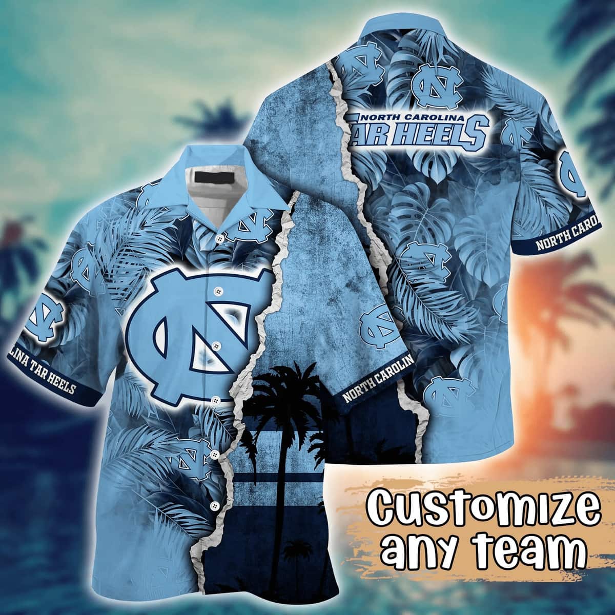 Summer Aloha NCAA North Carolina Tar Heels Hawaiian Shirt Custom Name Summer Gift For Friend Summer Aloha NCAA North Carolina Tar Heels Hawaiian Shirt Custom Name Summer Gift For Friend